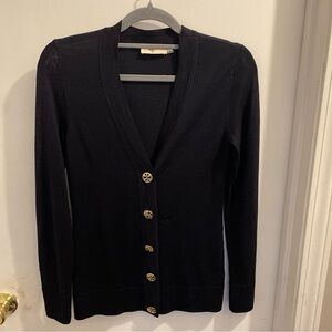 Tory Burch navy Cardigan with Gold Accents
